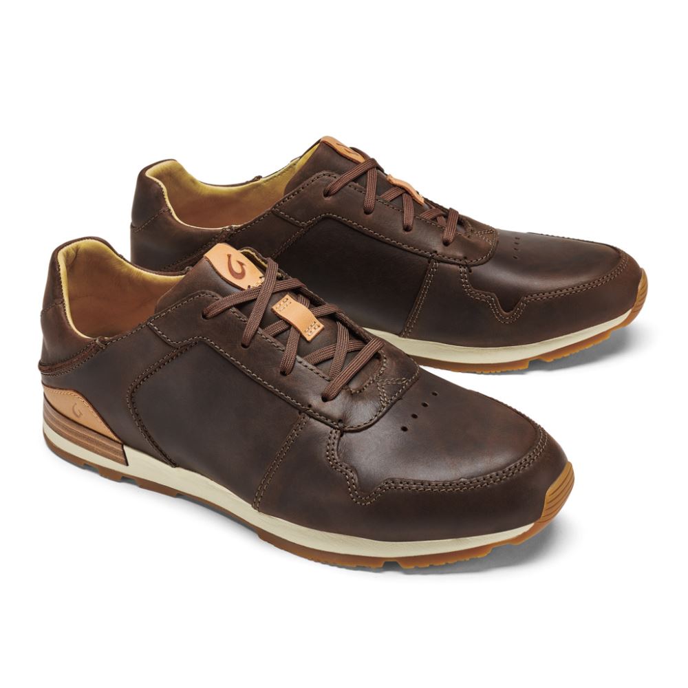 Huaka'i Li Men's Leather Sneakers - Dark Wood