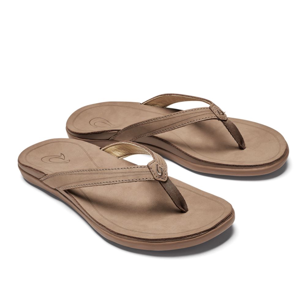 Aukai Women's Leather Sandals - Tan