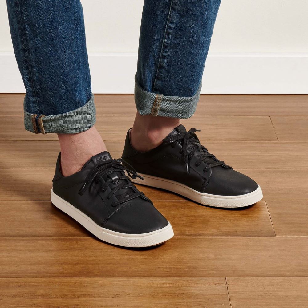 Pehuea Li 'Ili Women's Leather Sneakers - Black