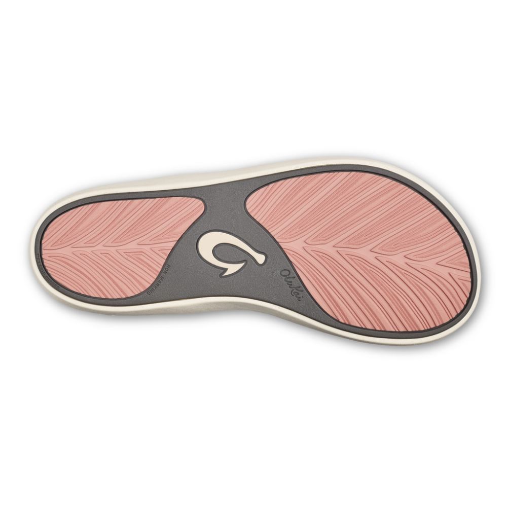 Pi'oe Women's Beach Sandals - Hot Coral / Mist Grey