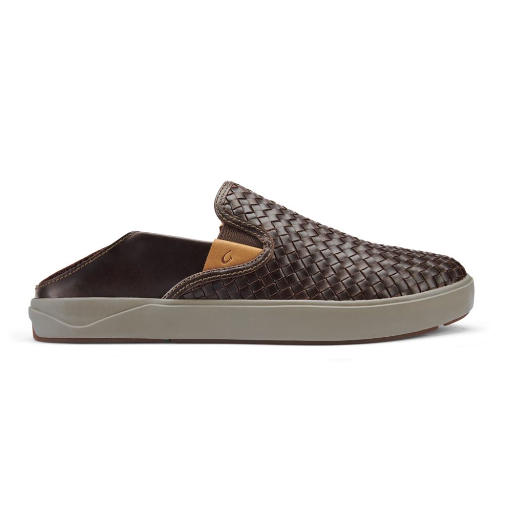 Lae'ahi Lauhala Men's Leather Slip-On Sneakers - Dark Wood