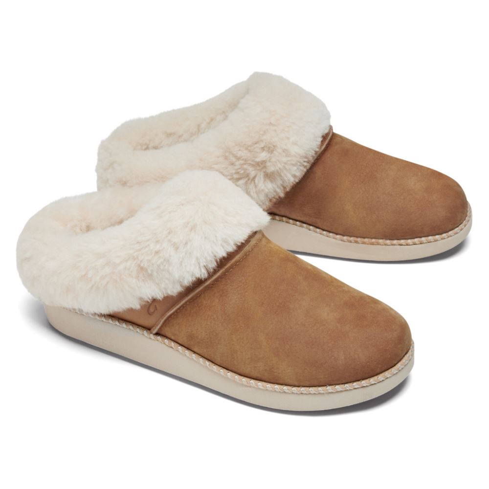 Ku'i Women's Slip-On Slippers - Tan / Bone
