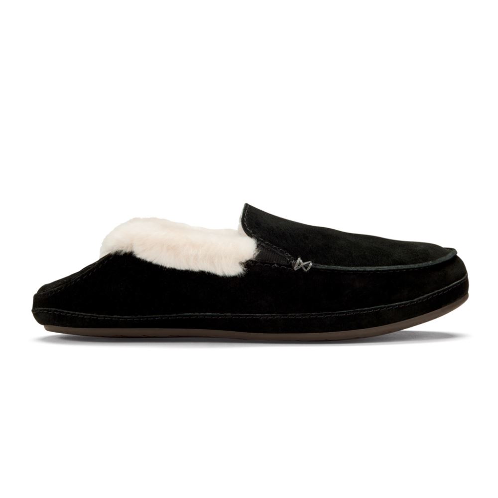 Ku'una Women's Shearling Slippers - Black