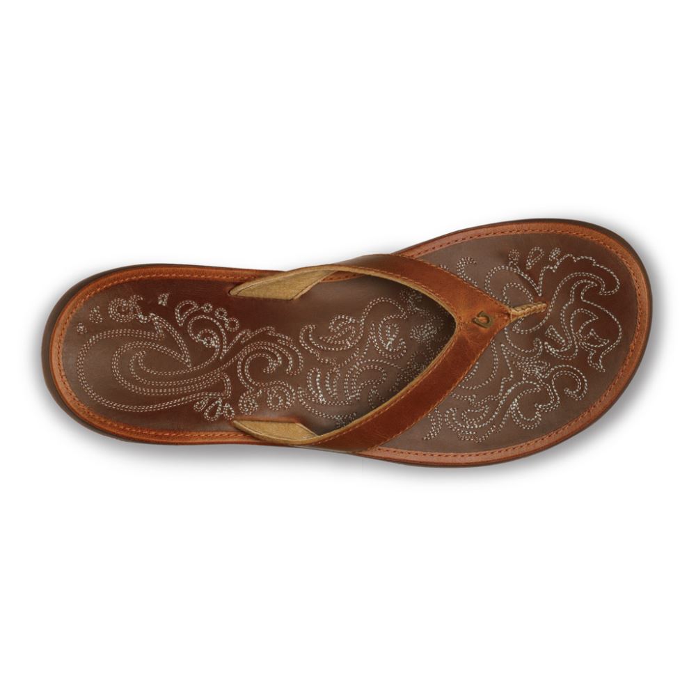 Paniolo Women's Leather Flip Flops - Natural