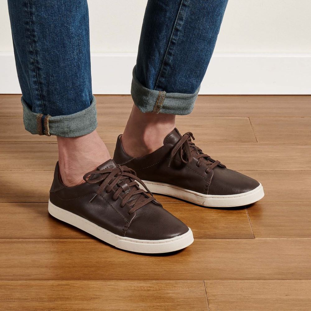Pehuea Li 'Ili Women's Leather Sneakers - Dark Java