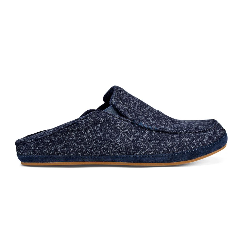 Moloa Hulu Men's Wool Slippers - Trench Blue