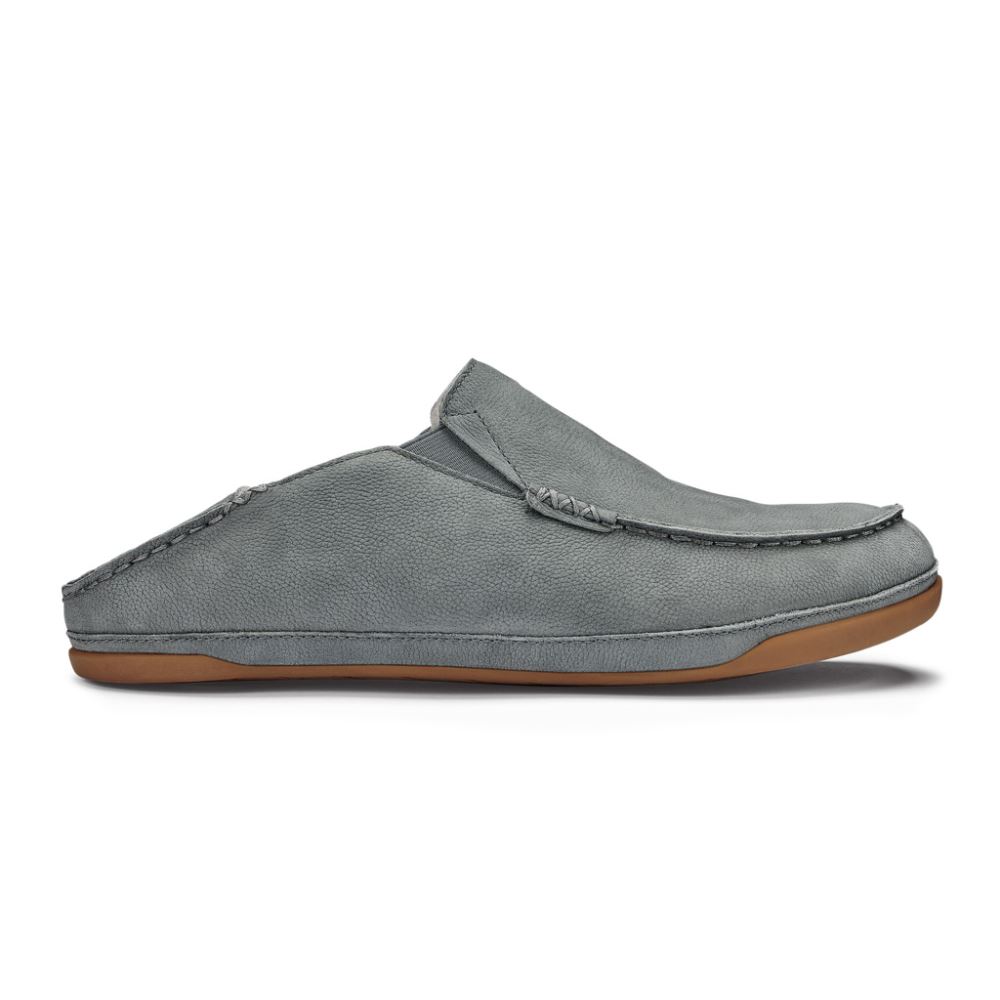 Kipuka Hulu Men's Leather Slippers - Charcoal