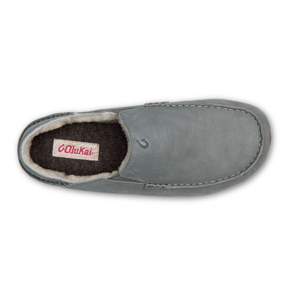 Kipuka Hulu Men's Leather Slippers - Charcoal