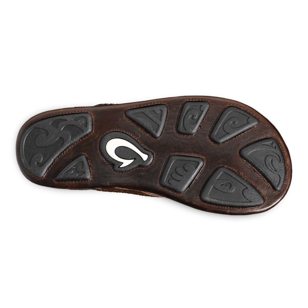 Mea Ola Men's Leather Beach Sandals - Dark Java