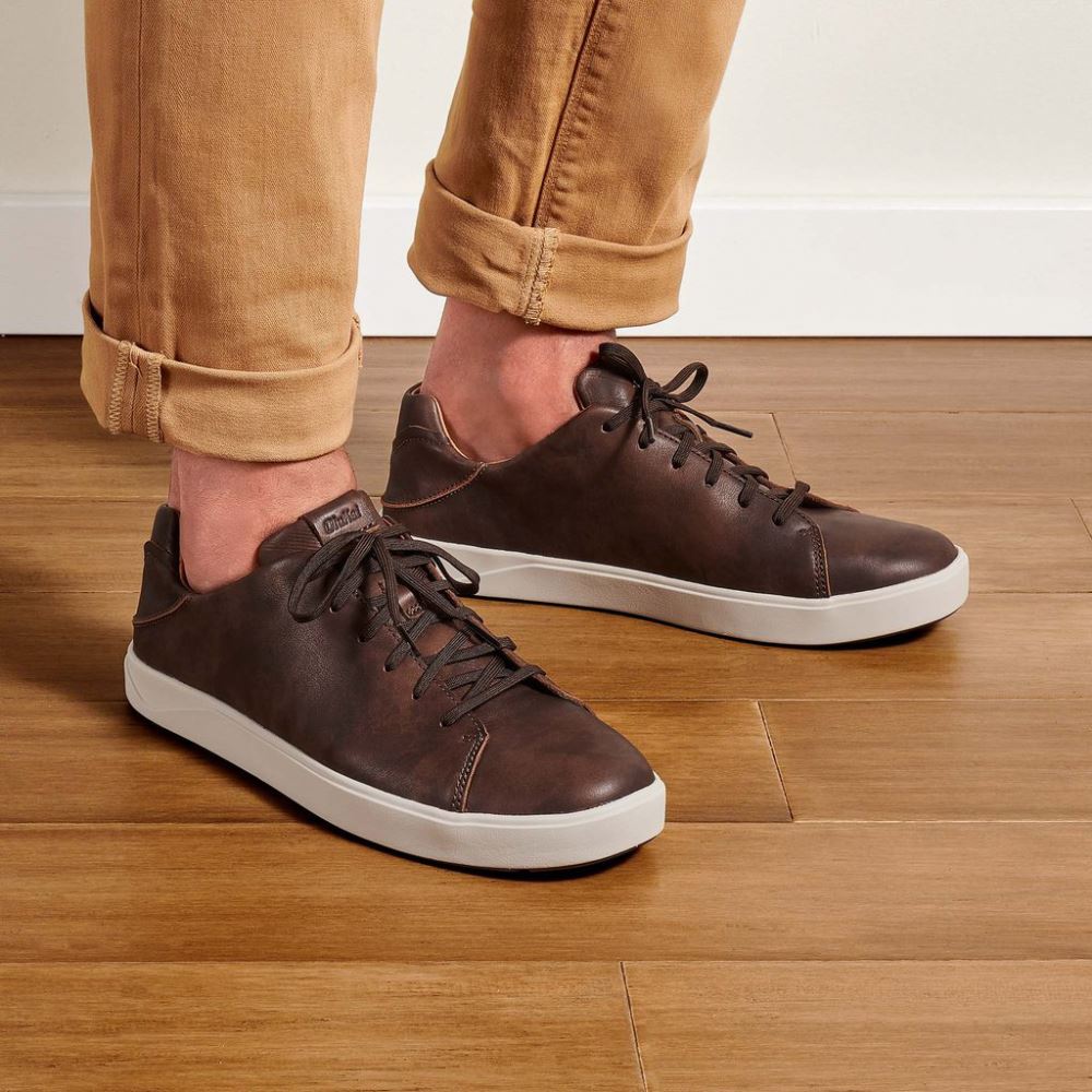 Lae'ahi Li 'Ili Men's Leather Sneakers - Dark Wood