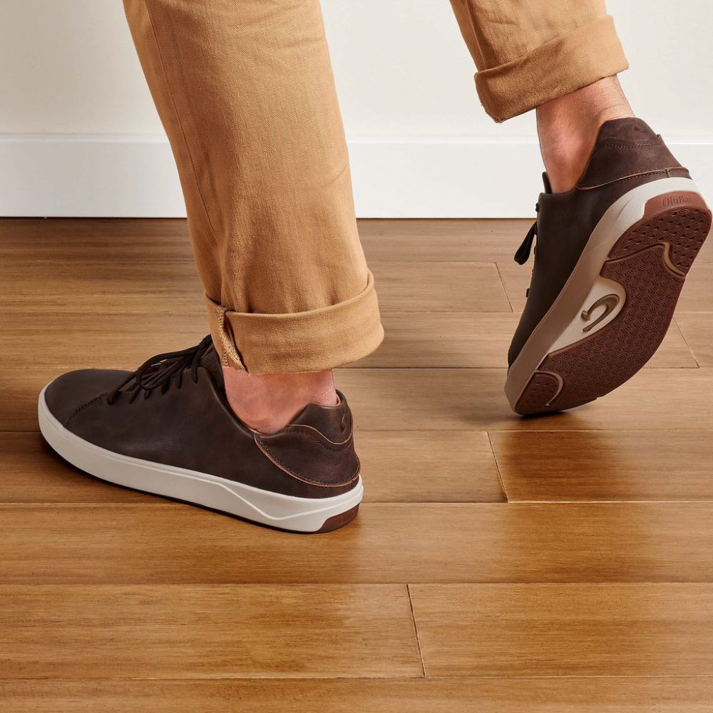 Lae'ahi Li 'Ili Men's Leather Sneakers - Dark Wood