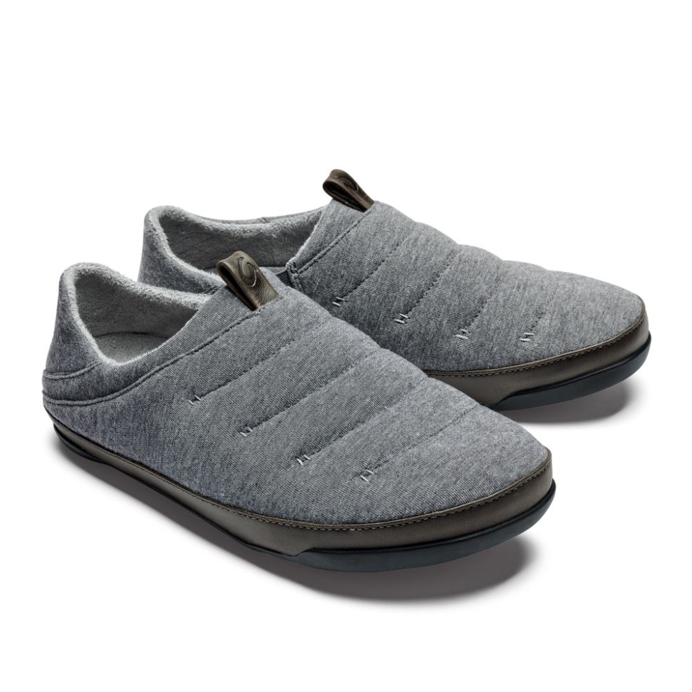 Mahana Men's Jersey Slippers - Dark Shadow / Black