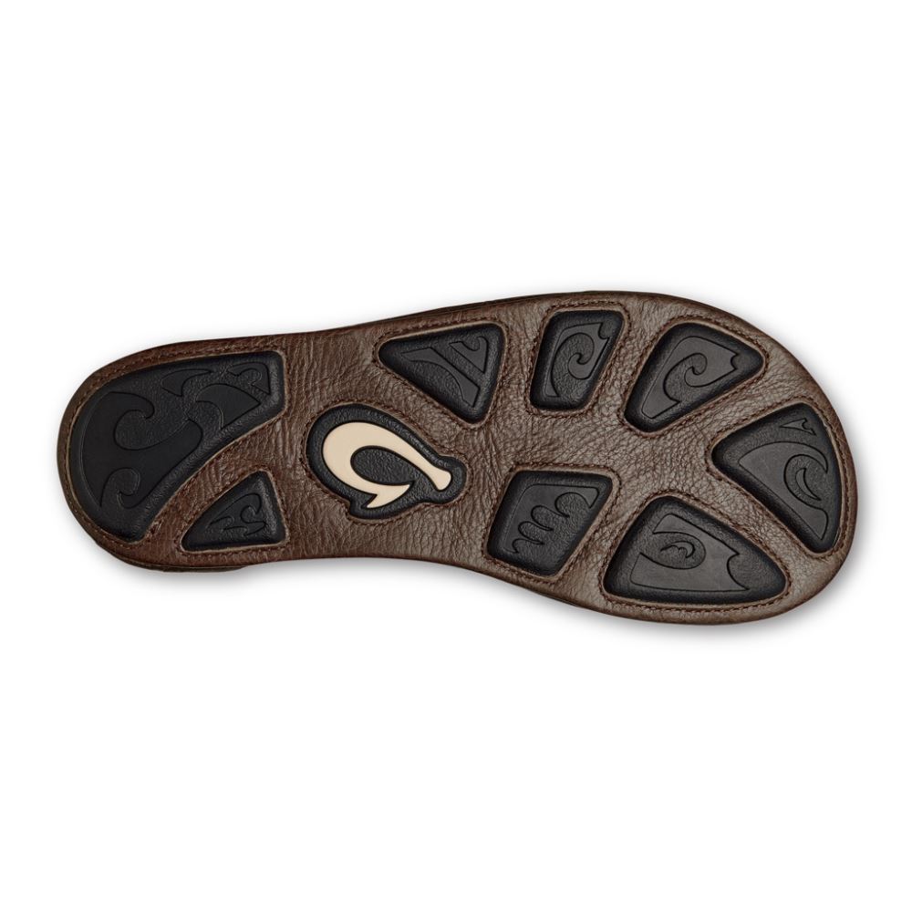 Hiapo Men's Leather Sandals - Rum / Dark Wood