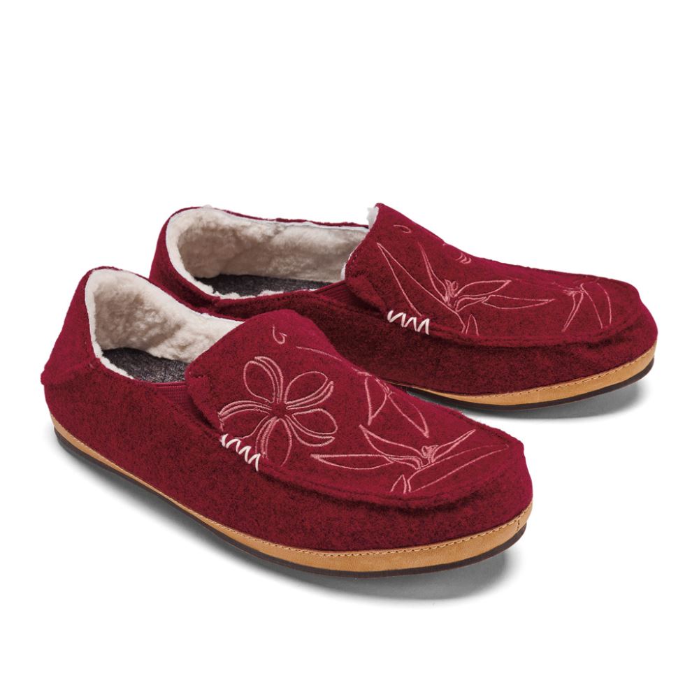Nohea Kilohana Women's Wool Slippers - Red Ochre / Golden Sand