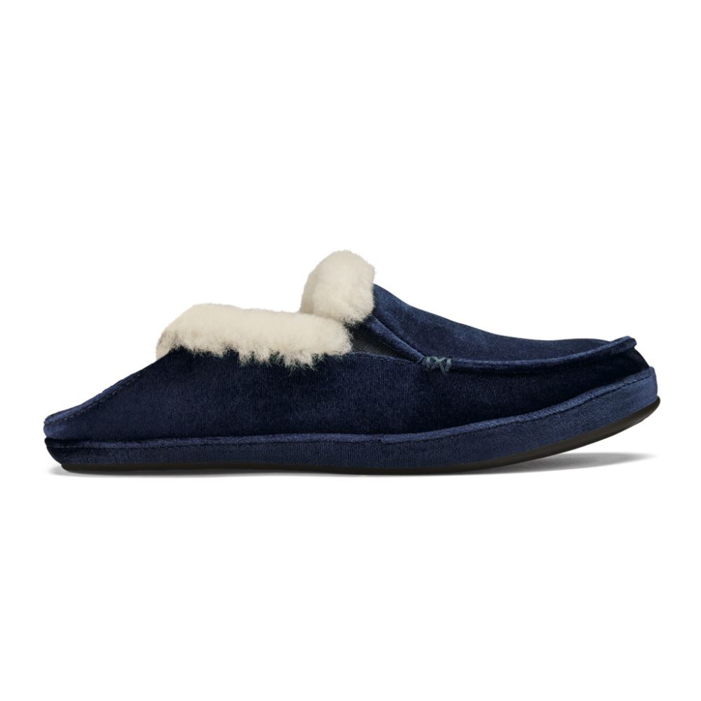 Ku'una Lanui Women's Velvet Slippers - Trench Blue
