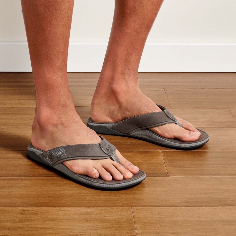 Tuahine Men's Leather Beach Sandals - Stone