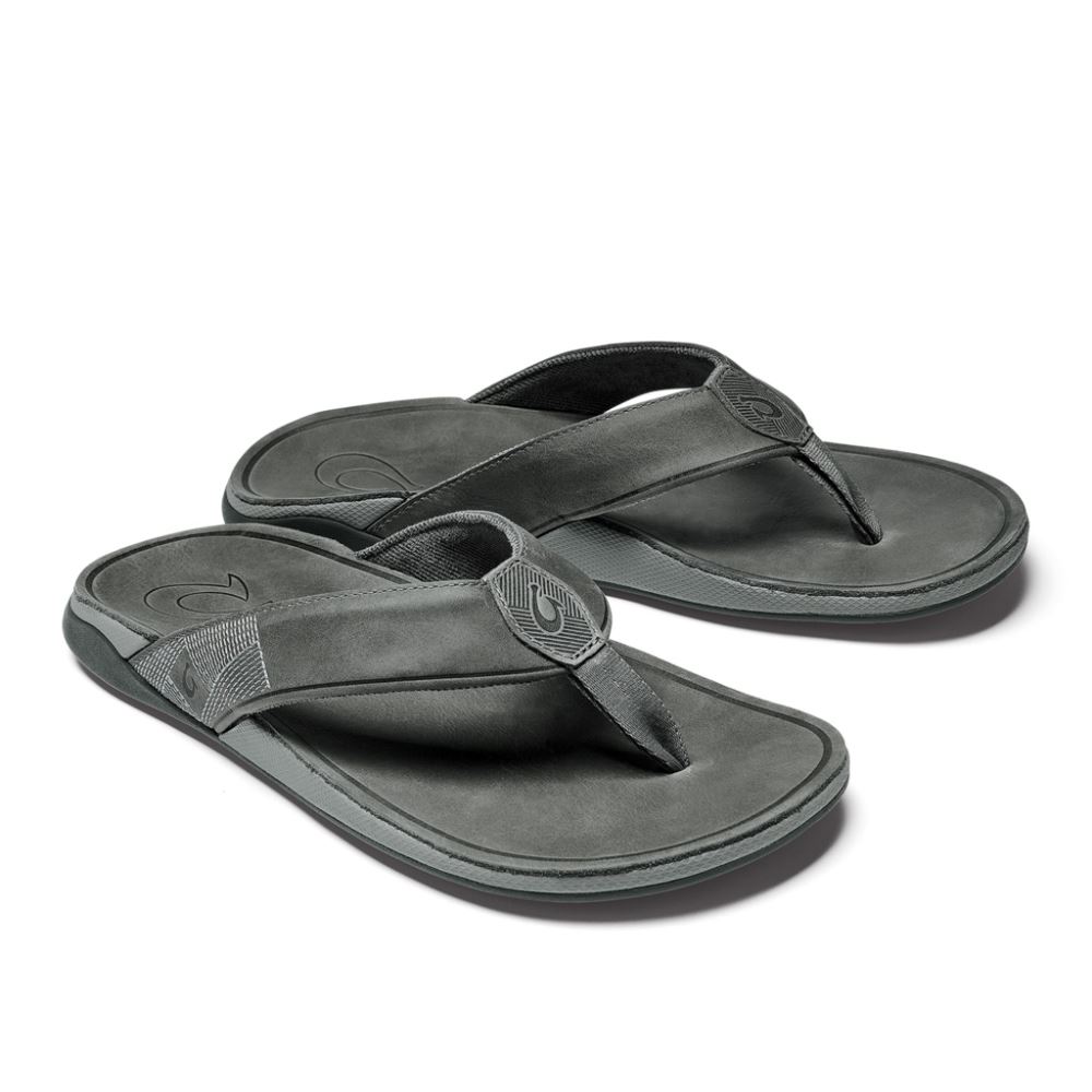 Tuahine Men's Leather Beach Sandals - Stone