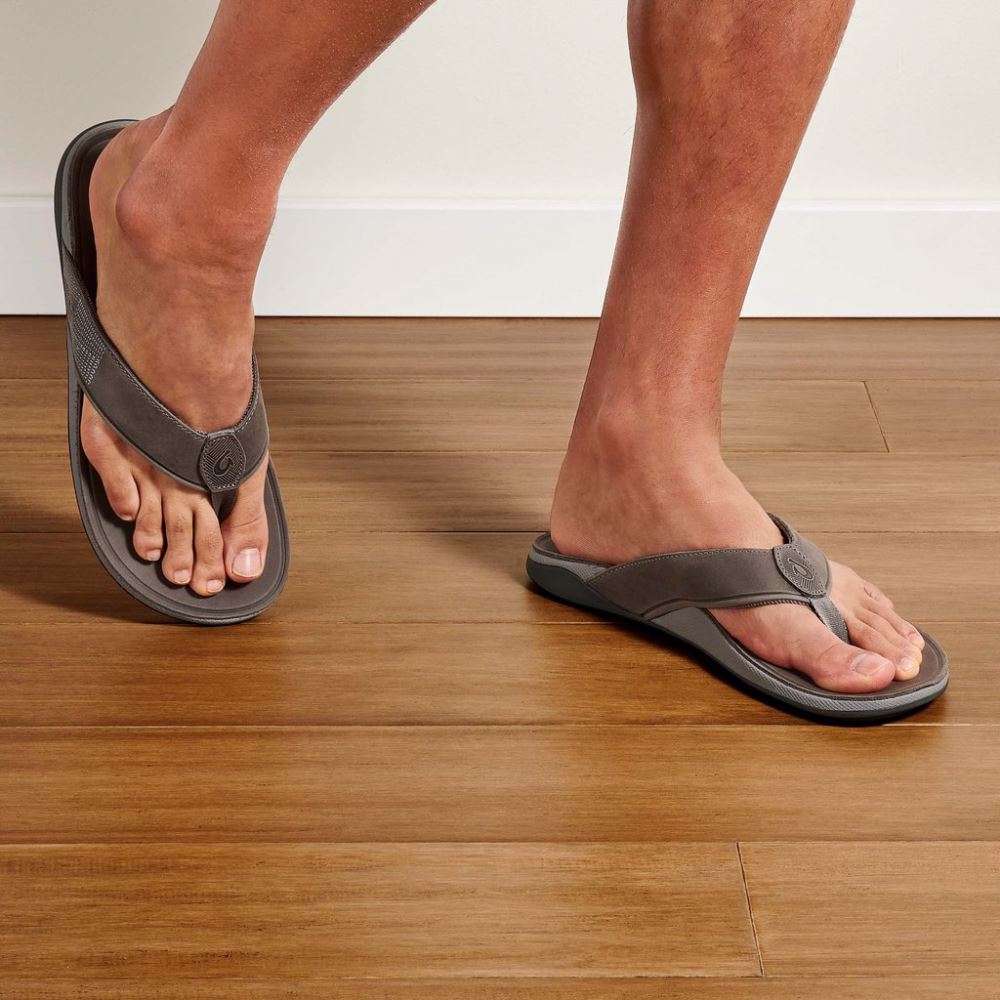 Tuahine Men's Leather Beach Sandals - Stone