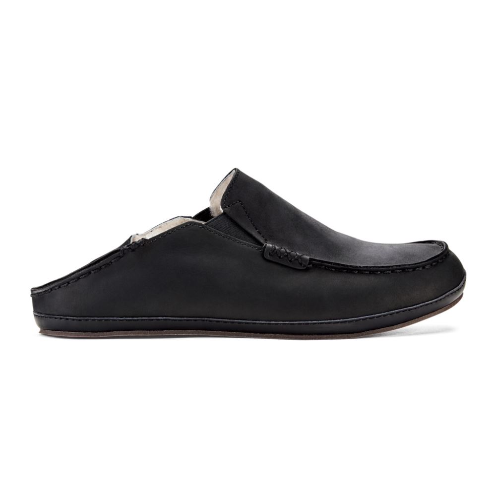 Moloa Men's Leather Slippers - Onyx