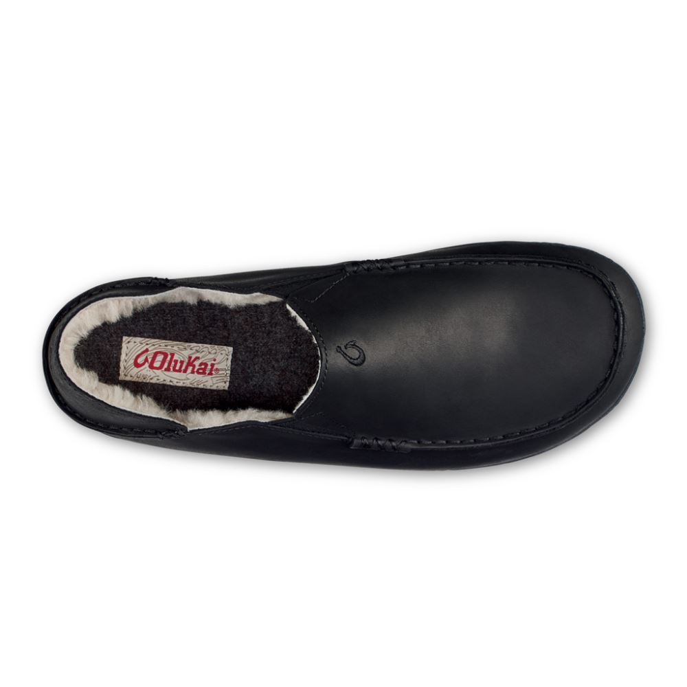 Moloa Men's Leather Slippers - Onyx