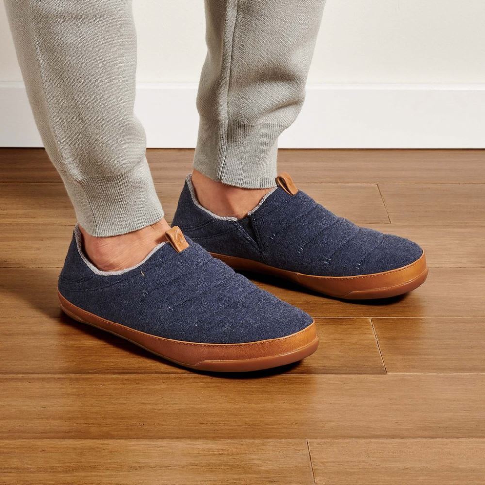 Mahana Men's Jersey Slippers - Trench Blue