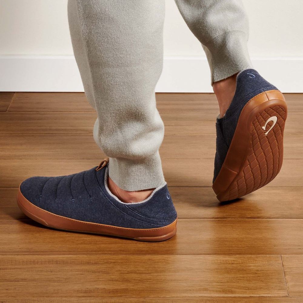 Mahana Men's Jersey Slippers - Trench Blue