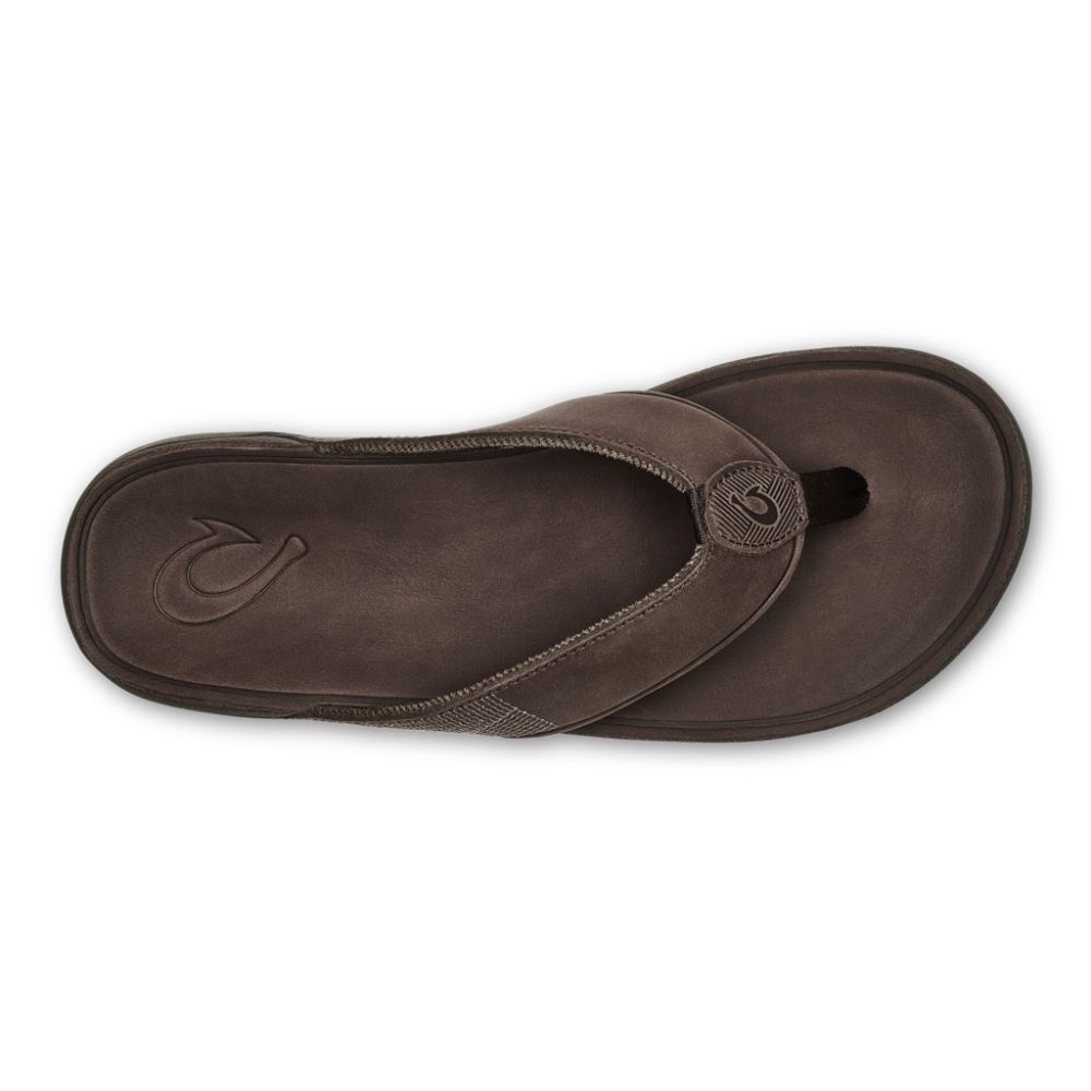 Tuahine Men's Leather Beach Sandals - Dark Wood