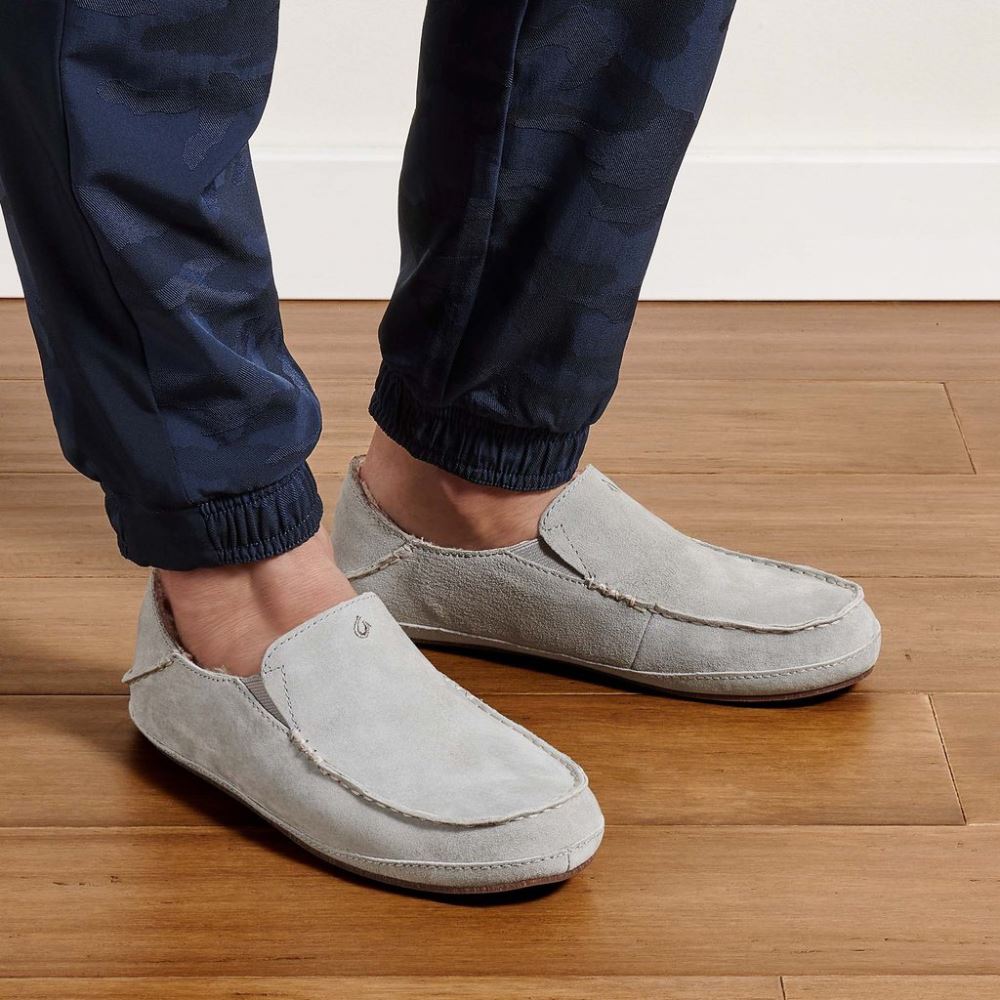 Nohea Women's Leather Slippers - Pale Grey