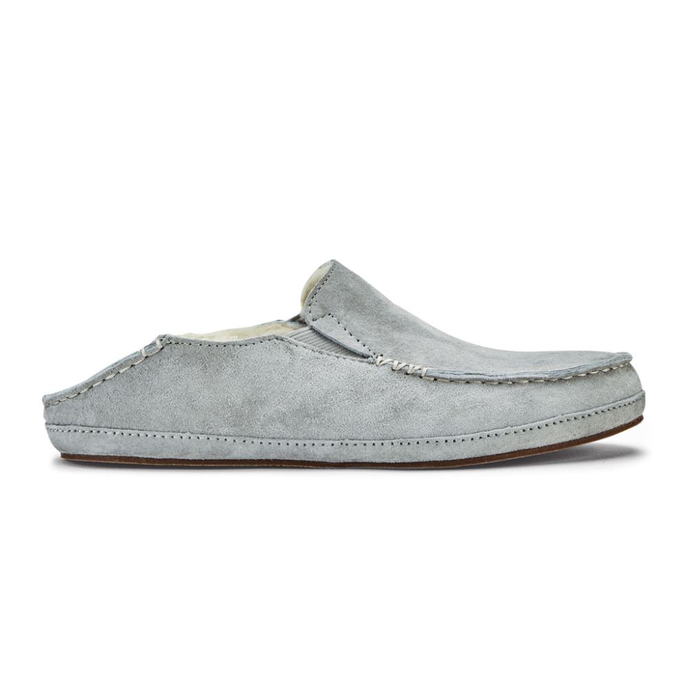 Nohea Women's Leather Slippers - Pale Grey