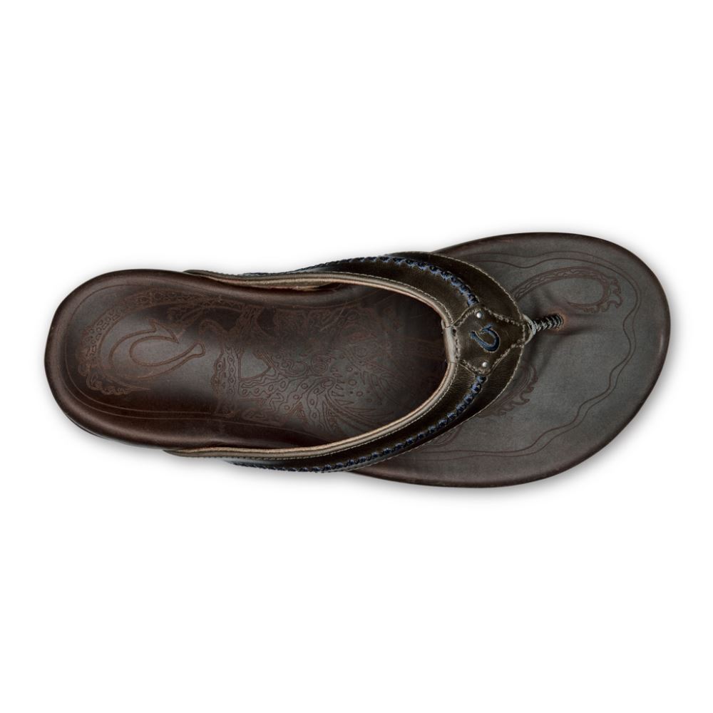 Mea Ola Men's Leather Sandals - Dark Shadow / Mustang
