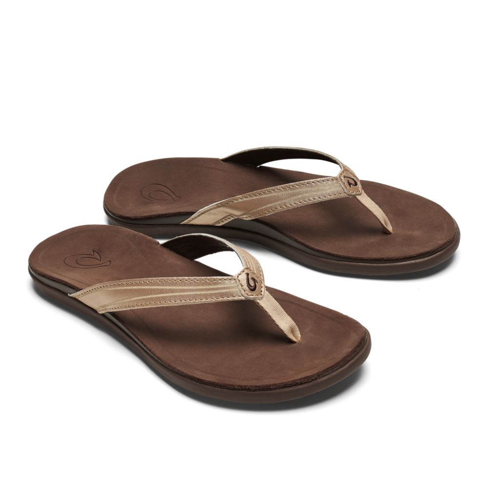 Aukai Women's Leather Sandals - Copper / Dark Java