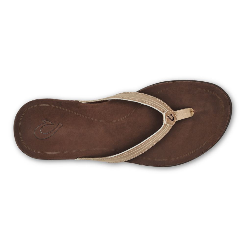 Aukai Women's Leather Sandals - Copper / Dark Java