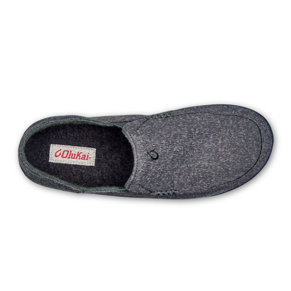 Moloa Hulu Men's Wool Slippers - Dark Shadow