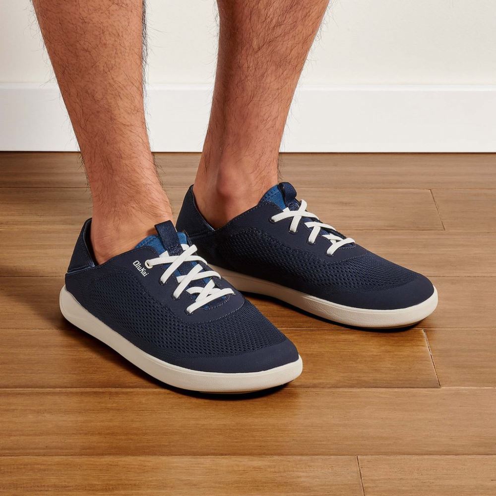 Moku Pae Men's Boat Shoes - Trench Blue / Off White