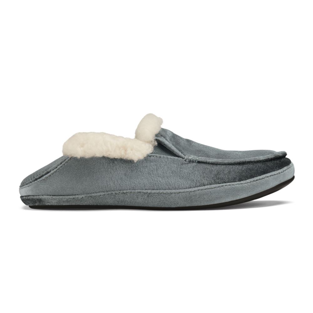 Ku'una Lanui Women's Velvet Slippers - Charcoal