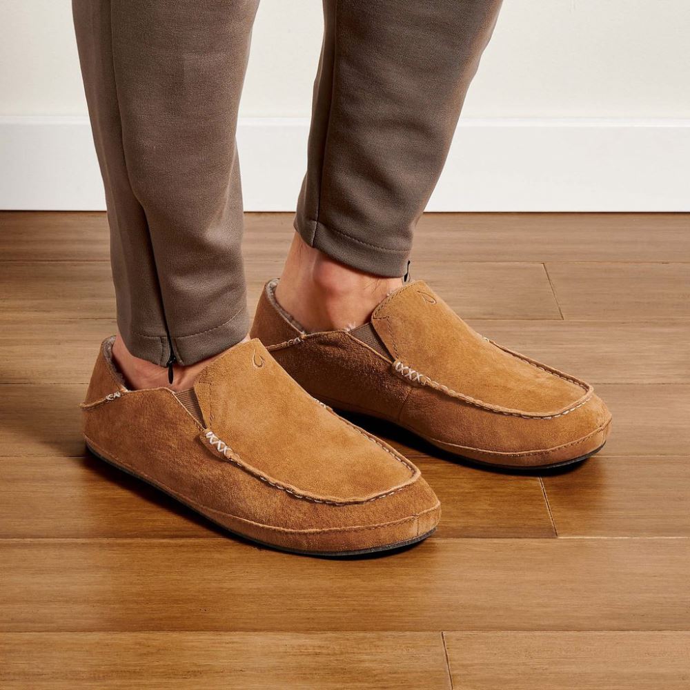 Moloa Men's Leather Slippers - Tobacco