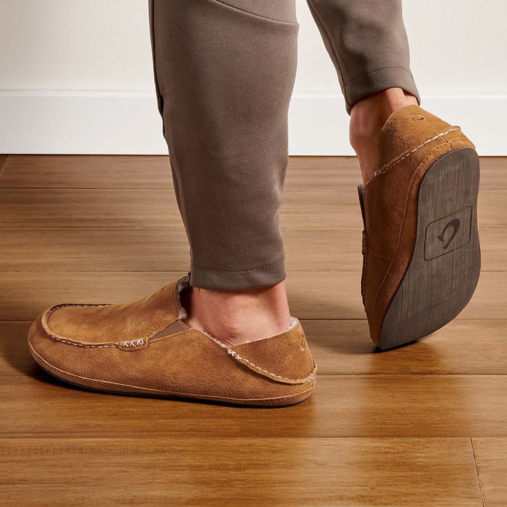 Moloa Men's Leather Slippers - Tobacco