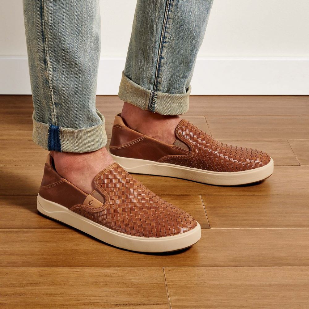 Lae'ahi Lauhala Men's Leather Slip-On Sneakers - Fox