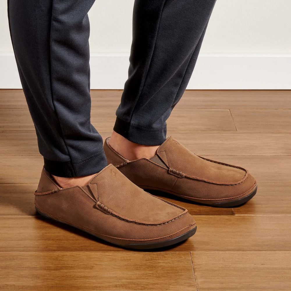 Kipuka Hulu Men's Leather Slippers - Toffee