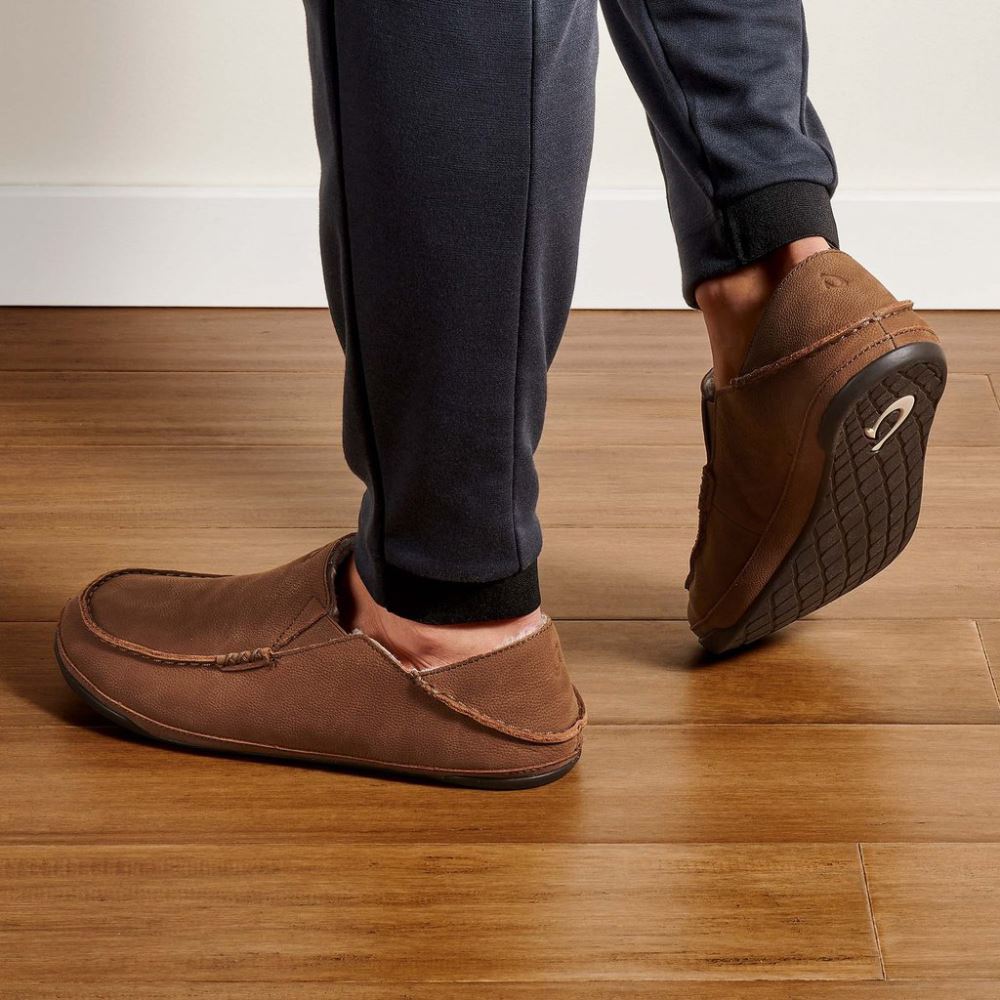 Kipuka Hulu Men's Leather Slippers - Toffee