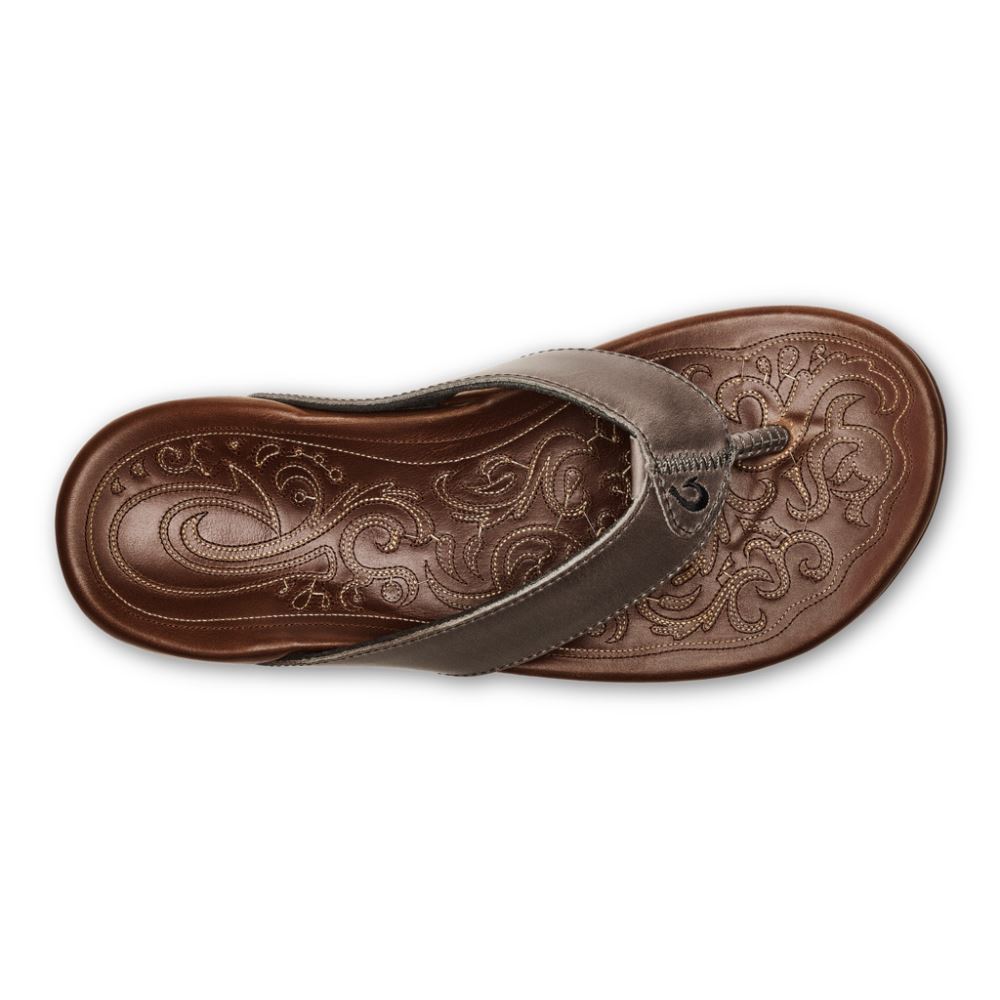 Mekila Men's Leather Beach Sandals - Charcoal / Toffee