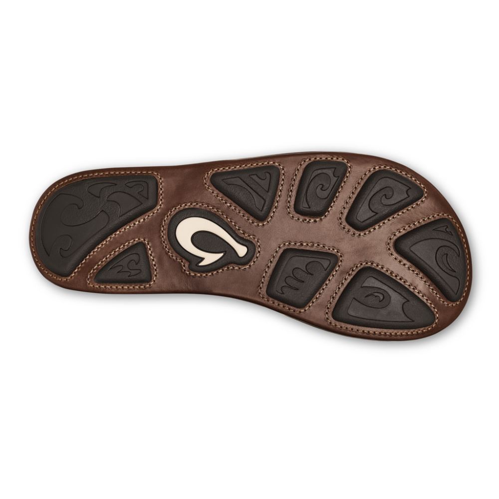Mekila Men's Leather Beach Sandals - Charcoal / Toffee