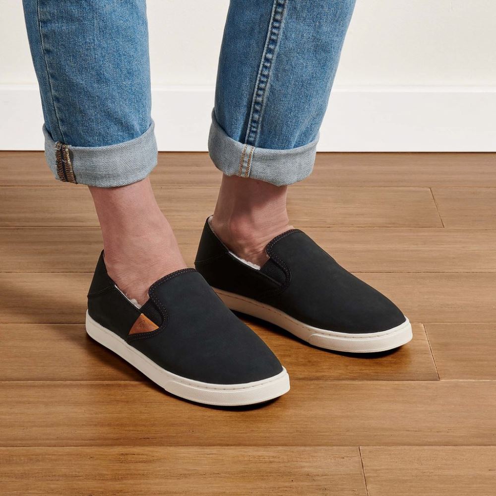 Pehuea Heu Shearling Slip-On Sneakers - Lava Rock