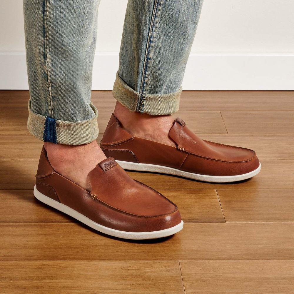 Nalukai Men's Leather Slip On Shoes - Fox / Bone